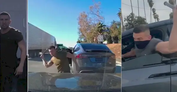 Nathaniel Walter Radimak byl odsouzen za sérii útoků zachycených na videu z palubní kamery. (Snímky z Los Angeles KABC/YouTube)