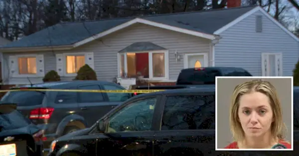 Chelsea Renee Duperon (Dipartimento di polizia di Detroit) e la casa in cui avrebbe picchiato a morte sua figlia (screenshot di WJBK)
