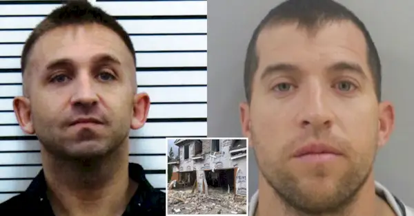 Od lewej do prawej: Stephen Glosser i Caleb Kinsey. Wstawka przedstawia ofiarę