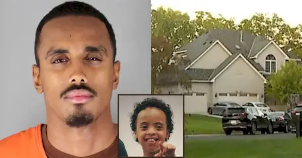 Dalal Bayle Idd (Hennepin County Detention Center), Abdullahi Adod Gelle (GoFundMe) en het huis waar hij naar verluidt zijn 7-jarige broertje heeft vermoord (KMSP-screenshot)