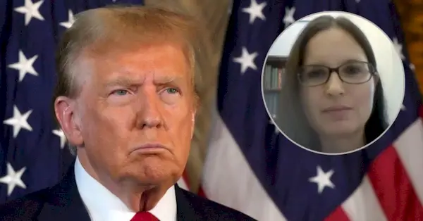 Antecedents: el candidat a la presidència republicà, l'expresident Donald Trump, assisteix a una conferència de premsa amb el president de la Cambra Mike Johnson, R-La., divendres 12 d'abril de 2024, a Mar-a-Lago, a Palm Beach, Florida (AP Photo/Wilfredo Lee)/ Aileen M. Cannon parla de forma remota durant un Comitè Judicial del Senat per supervisar la nominació del Tribunal del Districte Sud de Florida al juliol. 29, 2020, a Washington. (Senat dels EUA via AP)