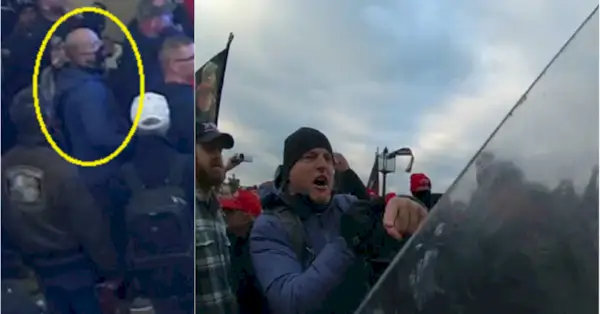 Aanklagers zeggen dat ex-FBI-speciaal agent Jared Wise, hier te zien, de politie in het Capitool heeft aangevallen op 6 januari 2021. (Foto's via DOJ)