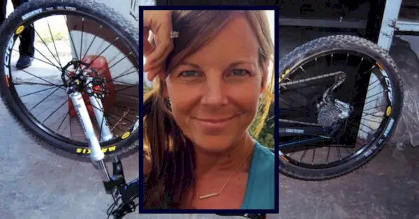 Sur la photo : Suzanne Morphew et son vélo.