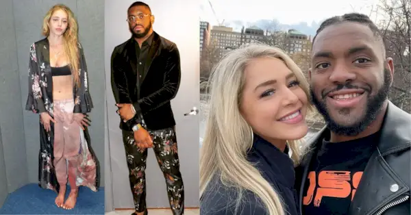 Courtney Clenney apparaît à l'extrême gauche et au centre gauche ; Christian Obumseli apparaît à l'extrême droite et au centre droit