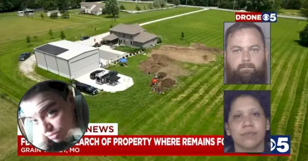 Maikls Hendriks, labajā augšējā stūrī, un Megija Ibarra, labajā apakšējā daļā, tika notiesāti par Kensijas Obrijas slepkavību, pa kreisi. (Obrijs