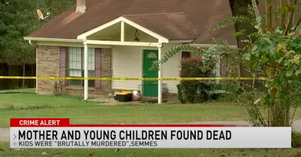 Het toneel van een bloedbad in Semmes, Alabama