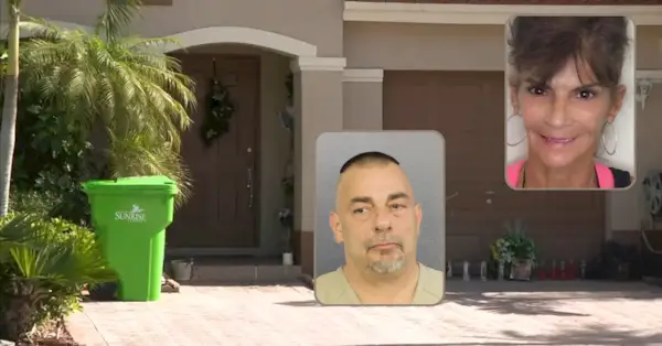 경찰은 조셉 트레이거가 별거 중인 아내 제닌 카탄자로의 집에서 살해했다고 밝혔다. (거주지 스크린샷: WPLG, Traeger의 머그샷: Broward County Sheriff