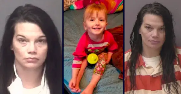 קנדי רויר מופיעה בשתי תמונות בוקינג, משמאל וימין; Khaleesi Cuthriell מופיע בתמונה המרכזית.