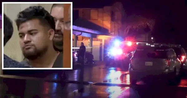 Sergio Colin-Gomez møder i retten torsdag og betjente reagerer på lejligheden, hvor han angiveligt dræbte en 3-årig dreng (KTVU-skærmbilleder)