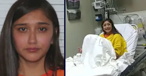 Alexee Trevizo가 왼쪽 예약 사진에 나타납니다. 바디캠 영상의 오른쪽에는