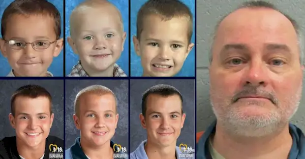 Augšā pa kreisi: 2010. gadā pazudušo brāļu Aleksandra Skeltona, Tanera Skeltona un Endrjū Skeltona fotoattēli (WDIV YouTube ekrānuzņēmums). Kreisajā apakšā: Vecuma vecuma brāļu fotoattēli, ko sagatavojis Nacionālais pazudušo un izmantoto bērnu centrs. Pa labi: zēni