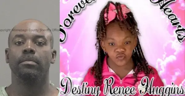 Antonio Monroe asesinó a Destiny Renee Huggins, dijo la policía. (Foto policial: cárcel del condado de Winnebago; imagen de Huggins: GoFundMe)