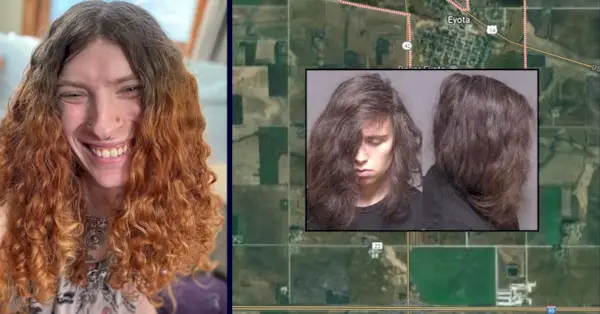 Links: Ein Selfie von Liara Tsai. Instagram. Hintergrund: Google Maps-Satellitenbild des Gebiets in der Nähe des Ortes des Autounfalls, wo Tsai