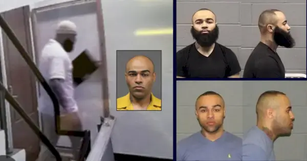 Joshua Zimmerman, efterlyst för mord i Texas, rymde från ett domstolshus i Mississippi. (Foton från U.S. Marshals Service)