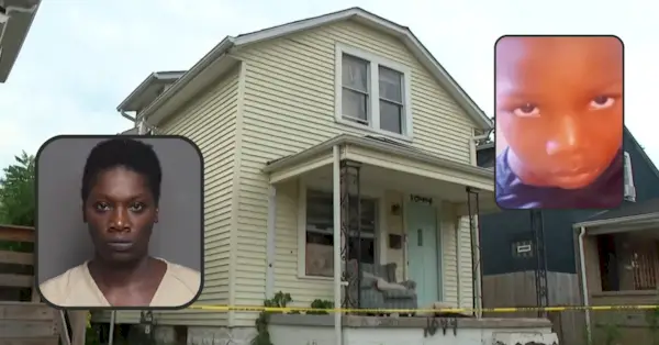 LaShanda Wilder i Martonio Wilder oraz dom, w którym mieszkali w Columbus w stanie Ohio. Policja twierdzi, że to ona go zamordowała. (Zdjęcie: więzienie hrabstwa Franklin; zdjęcie Martonio: wydział policji w Columbus; zrzut ekranu domu: WBNS)
