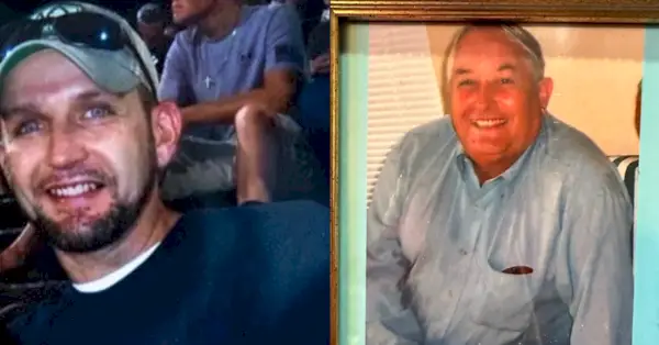 Brandono Clay Dotsono (vyro, matomo kairėje) šeima sako, kad jo kūnas jiems buvo grąžintas be širdies. Charleso Edwardo Singletono šeima teigė, kad jam trūksta visų organų. (Advokato pateiktos šeimos nuotraukos)