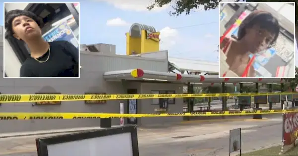 De politie zegt dat twee personen Sonic-manager Daniel Shrewbury (politieafdeling van San Antonio) hebben neergeschoten en het restaurant waar Shrewbury dodelijk werd neergeschoten (screenshot van KSAT)