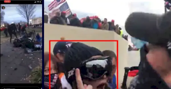 À gauche : expositions de photos du ministère de la Justice illustrant la destruction du matériel médiatique que Reifschneider a publiées sur Instagram avec la légende