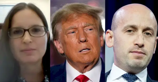 Il giudice Aileen Cannon, a sinistra; Donald Trump, al centro, Stephen Miller, a destra