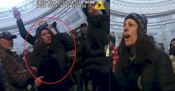 Справа: Полина Бауэр одета в